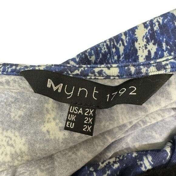 Mynt 1972 2X Maxi Dress Cowl Neck Blue Sleeveless Tie Waist Snake Print Plus - Picture 6 of 8